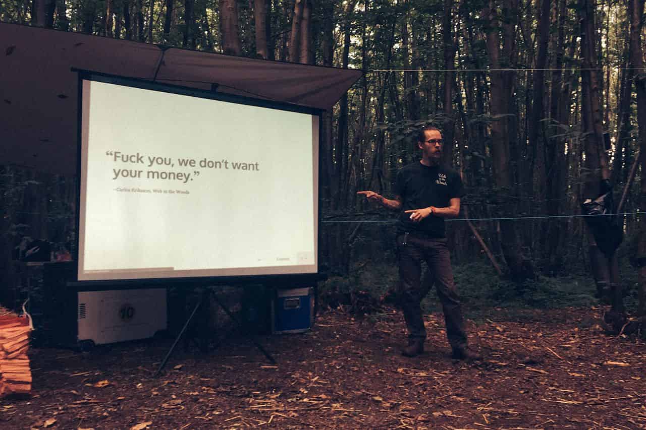 Carlos Eriksson speaking at Web in the Woods.
