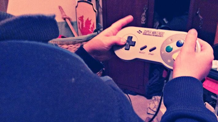 Lucien playing on the SNES