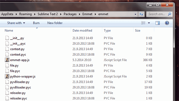 Browsing a folder called emmet.